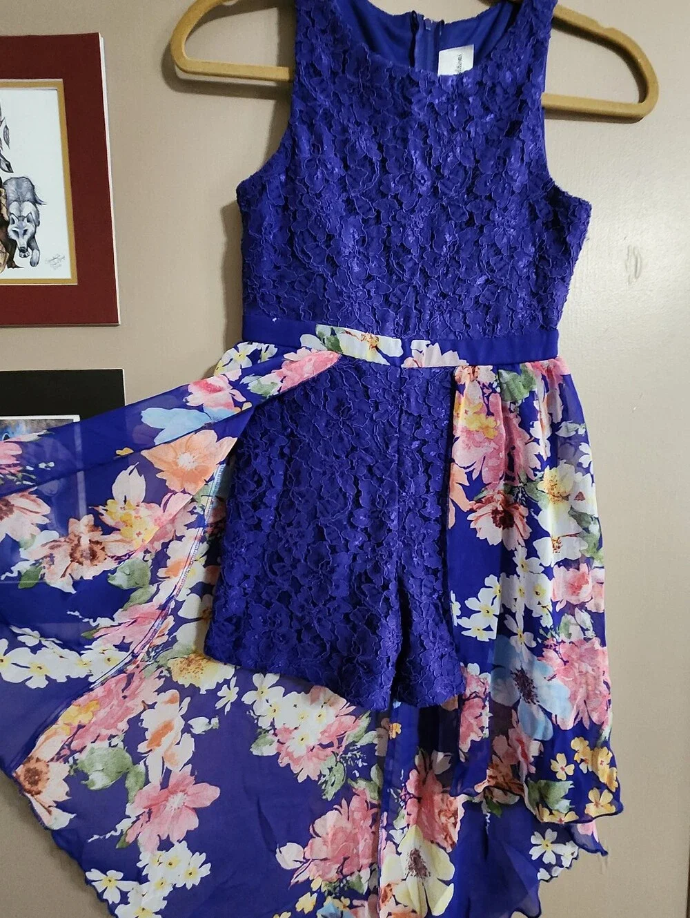 Floral Lace Hi Low Romper Dress | Romper Dress | Rare Editions | 10 Girls